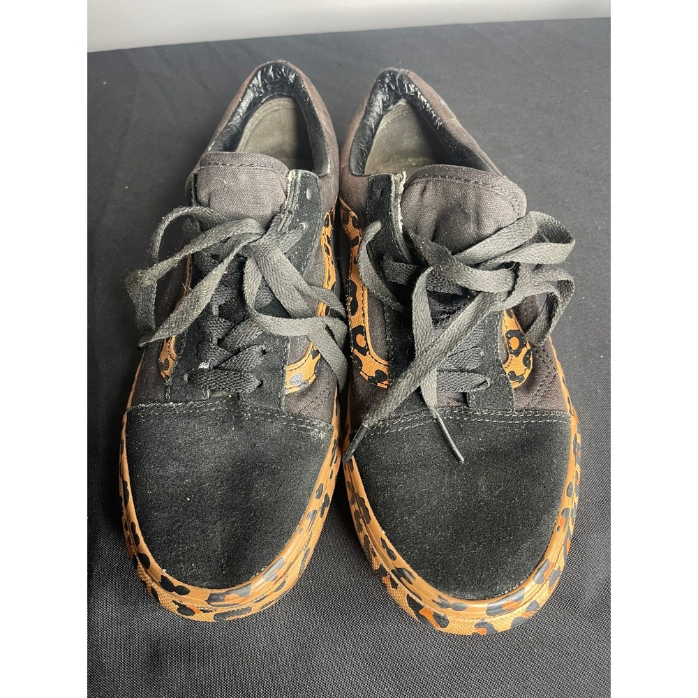 Vans Old Skool Black Leopard Print Low Top Sneakers Mens 5.5 Womens 7.0 721356